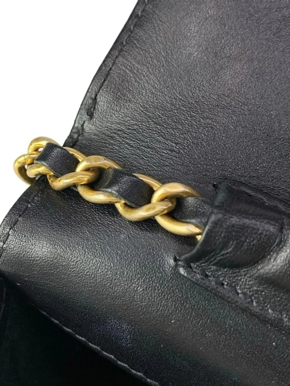 CHANEL Icon Charm Black Vintage Calf Shoulder Bag gold hardware